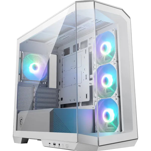 MSI MAG Pano M100R PZ Midi Tower Gaming Корпус, Echtglas Seitenfenster, белый