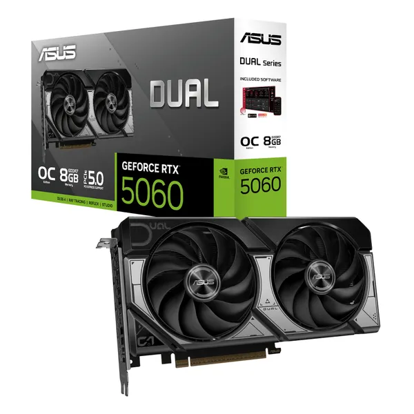 ASUS DUAL GeForce RTX 5060 OC 8GB DUAL-RTX5060-O8G Видеокарта GDDR7 DP/HDMI