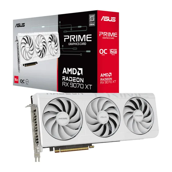 ASUS PRIME Radeon RX 9070 XT White OC PRIME-RX9070XT-O16G-WHITE 16GB DDR6 Видеокарта, HDMI/DP