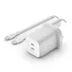 Belkin 65W Dual USB-C Ladegerät, Power Deliver, PPS, weiß + 2m USB-C/USB-C Kabel