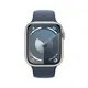 Apple Watch Series 9 Cellular Aluminium 45mm silber (Sportarmband sturmblau) M/L