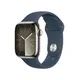 Apple Watch Series 9 Cellular Edelstahl 41mm silber (Sportarmband sturmblau) M/L