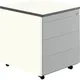Schubladencontainer m. Rollen, 579x600, Kunststoffpl., 3 Schubl. weiß/alu/weiß