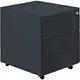 Schubladenrollcontainer, HxT 570x600 mm, Stahlplatte, 3 Schubl., graphitschwarz