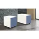 Schubladencontainer mit Rollen, 570x600mm, Stahlplatte, 3xSchublade, weiß/blau