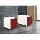 Schubladencontainer mit Rollen, 570x600mm, Stahlplatte, 3 Schubladen, weiß/rot