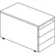 Schubladencontainer mit Rollen, 570x800, Stahlpl., 3 Schubl. weiß/alu