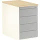 Schubladencontainer, HxT 720x800 mm, 4 Schubladen, reinweiß/weißaluminium/Ahorn