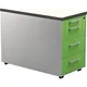 Schubladencontainer auf Rollen, 579x800mm, 3 Schubl., alusilber/gelbgrün/weiß