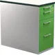 Schubladencontainer mit Sockel, H 720, 2 Schübe, 1 Hängereg., alu/gelbgrün/weiß