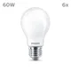 Philips LED Classic Normallampe mit 60W, E27 Sockel, Warmwhite (2700K) 6er Pack
