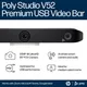 Poly Studio V52 USB-Videobar (WiFi/BT 5.0) Kleine bis Mittelgroße Meetingräume