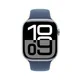 Apple Watch Series 10 GPS 46mm Aluminium Silber Sportarmband Denim - M/L