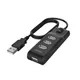Hama 00200118 USB-Hub, 4 Ports, USB 2.0, 480 Mbit/s, Schwarz mit Einschalter