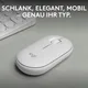 Logitech Pebble Mouse 2 M350S Weiß - Bluetooth (3x Easy-Switch), 4000 DPI, Unterstützt von Logi Options+
