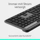 Logitech Signature Slim Solar+ Grafit - Kabellose Tastatur, Bluetooth, Logi LightCharge-Technologie, Smart Actions, Unterstützt Logi Options+