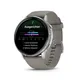 Garmin Venu® 4 - 45 mm Schwarz/Silber mit Schnellwechsel-Silikon-Armband 22 mm Grau