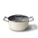Smeg Schmortopf mit Glasdeckel 50's Style 24 cm 2 Griffe Creme