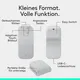 Logitech Mobi Fold Weiß Bluetooth-Maus, kabellos, faltbar, USB-C, Anpassbar via Logitech Options+