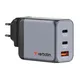 Verbatim 32201 GaN-Ladegerät 65W mit 3 Anschlüssen grau QC 3.0 Power Delivery 3.0