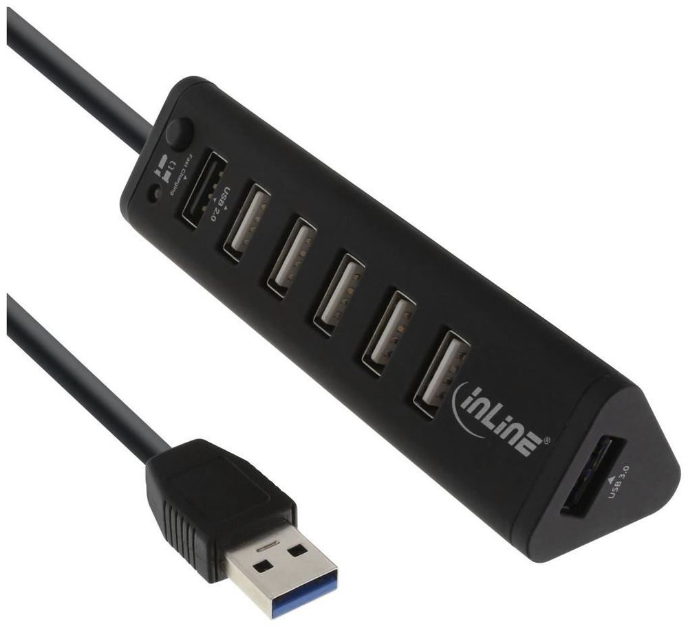 InLine 66763 Smart Hub 7-fach USB 3.0 / 2.0 Hub mit Schnelllade-Anschluss
