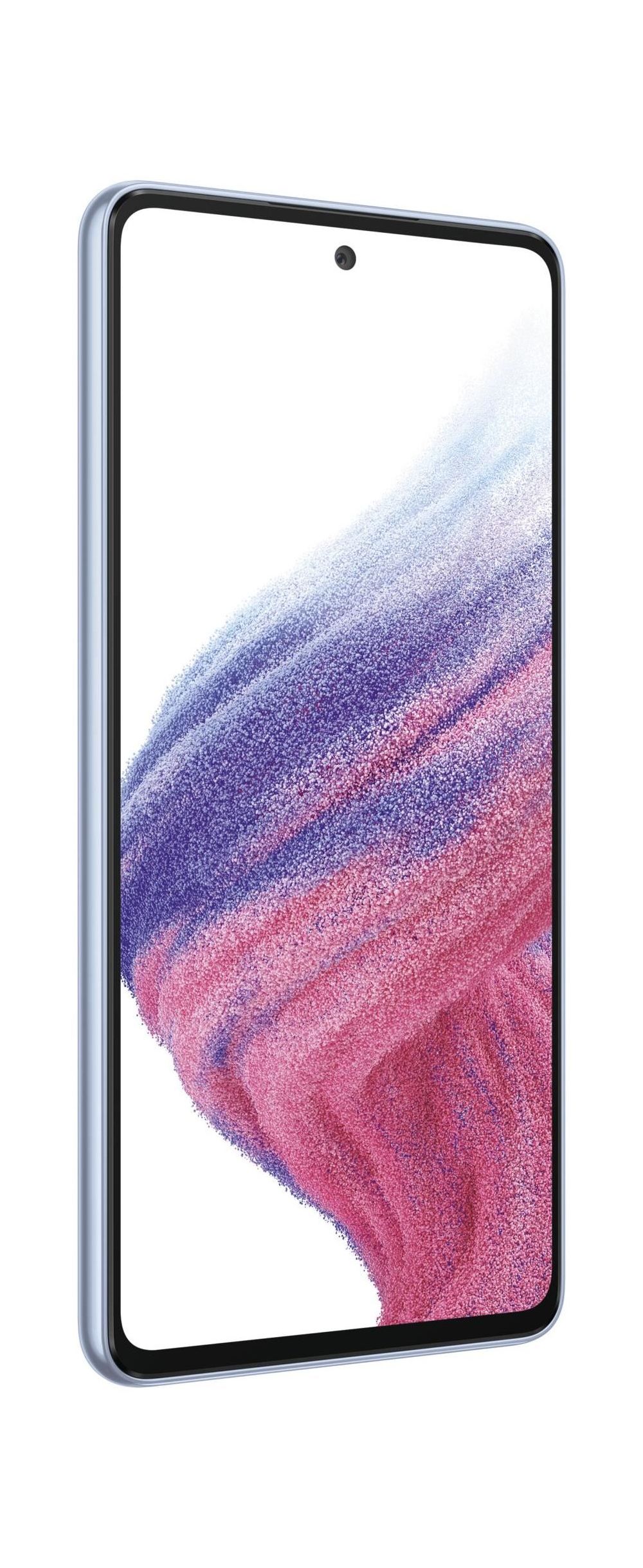 Samsung Galaxy A53 5G - 5G Smartphone - Dual-SIM - RAM 8 GB / 256 GB - microSD slot - OLED-Display - 6.5 - 2400 x 1080 Pixel (120 Hz) - 4x x Rückkamera 64 MP, 12 MP, 5 MP, 5 MP - front camera 32 MP - Awesome Blue (SM-A536BLBLEUB-EU)