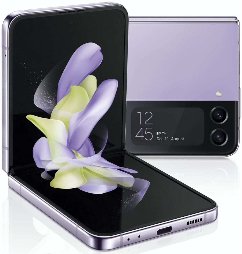Samsung Galaxy Z Flip4 - 5G Smartphone - Dual-SIM - RAM 8GB / Interner Speicher 512GB - OLED-Display - 6.7 - 6.7 - 2640 x 1080 Pixel 2640 x 1080 Pixel (120 Hz) - 2 x Rückkamera 12 MP, 12 MP - front camera 10 MP - Bora Purple (SM-F721BLVPEUB)