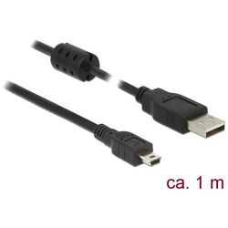 Delock USB 2.0 Typ-A > USB 2.0 Mini-B Stecker 1.00 m doppelt geschirmt  schwarz