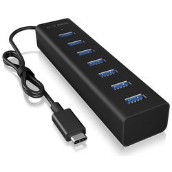 ICY BOX IB-HUB1700-C3 Type-C zu 7-Port USB 3.0 Type-A Hub, Alu-Gehäuse