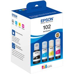 Epson 102 EcoTank 4-Colour Nachfülltinte Multipack 127 ml Schwarz, 70 ml Cyan, 70 ml Magenta, 70 ml Gelb