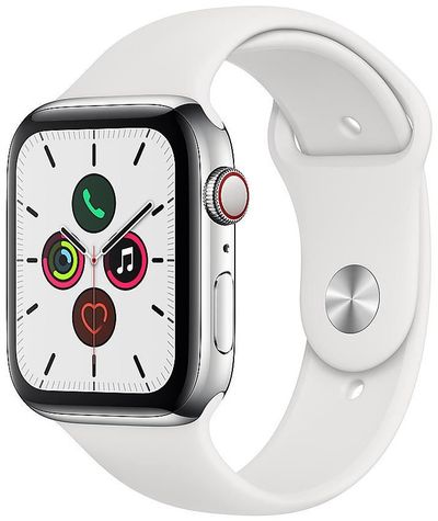 Apple Watch Series 5 LTE 44mm Edelstahlgehäuse Silber mit Sportarmband Weiß  Buy