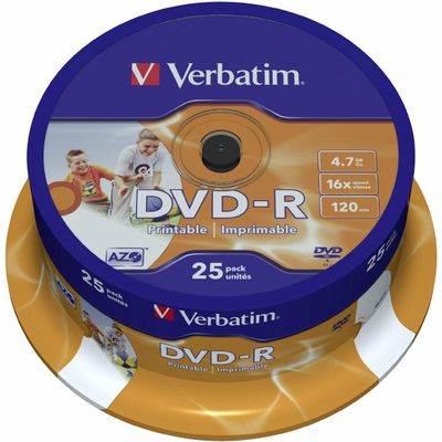 Verbatim DVD-R 4.7GB 16X Inkjet weiß 25er Spindel