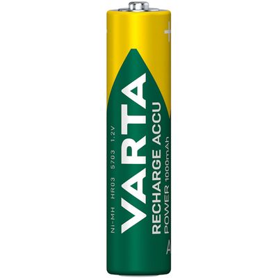 VARTA Recharge Power Akku NiMH Micro AAA HR03 1,2V 1000mAh 2er-Blister 