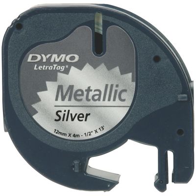 Metallic DYMO LetraTag Etiketten-Band 12 mm x 4 m silber 