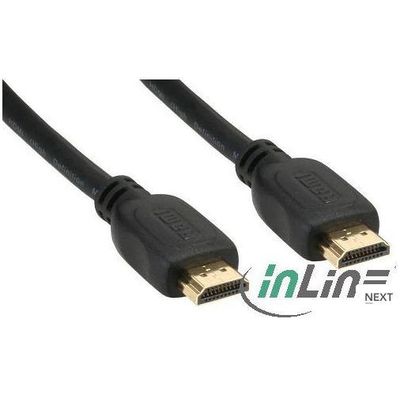 High Speed with Ethernet schwarz/gold 0,5m InLine HDMI Kabel gewinkelt 