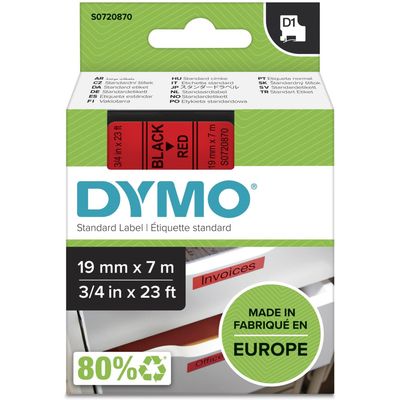 DYMO D1 Schriftband 19mm x 7m schwarz auf rot