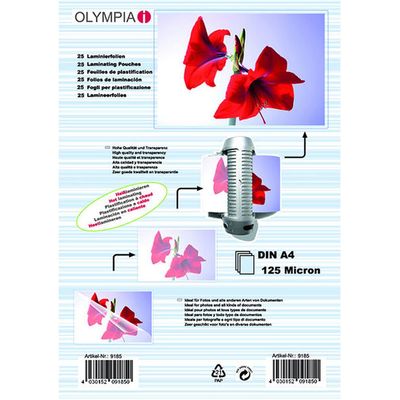 Olympia Laminierfolien DIN A4 25 Stück 80 mic