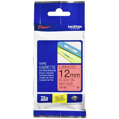 Brother TZE-431 Laminated Tape 12 mm schwarz / rot