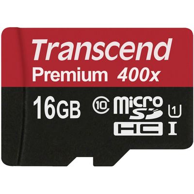 Transcend PREMIUM microSDHC Class 10 UHS-I 16GB inkl. Adapter