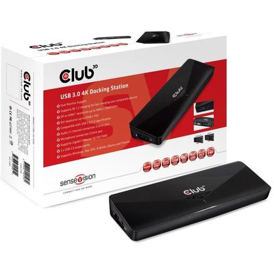 Club3D CSV-3103D SenseVision USB3.0 4K Docking Station USB3.0/ DVI/HDMI/DisplayPort/RJ45 Buchse auf 2xUSB3.0 Buchse