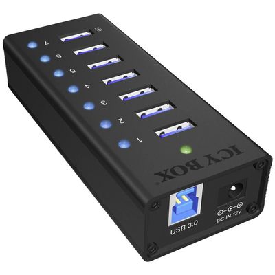 ICY BOX IB-AC618 USB3.0 USB Hub 7 Port mit USB Ladeport