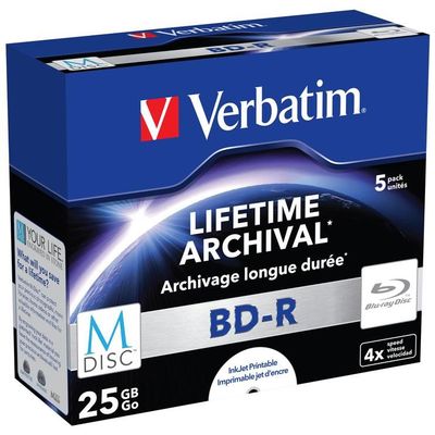 Verbatim 43823 BD-R M-DISC 25GB/1-4x (5 Disc) Jewelcase weiß Fullsize Surface
