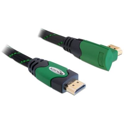 DeLOCK 82952 Kabel High Speed HDMI mit Ethernet gewinkelt 4K 2.00 m 90° gewinkelter Stecker  schwarz / grün