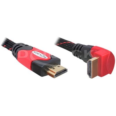 DeLOCK 82685 Kabel High Speed HDMI mit Ethernet gewinkelt 4K 1.00 m 90° gewinkelter Stecker  schwarz / rot