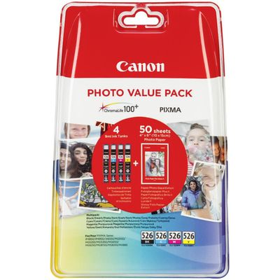 Canon CLI-526 Photo Value Pack C/M/Y/BK inkl. PP-201 Fotopapier