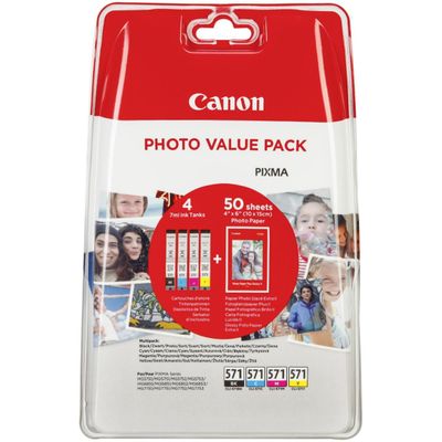 Canon CLI-571 Photo Value Pack C/M/Y/BK inkl. PP-201 Fotopapier