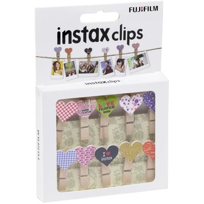 Fujifilm Instax design clips "heart" 10er Set Holzwäscheklammern mit Magnet im Instax Kamera-Design