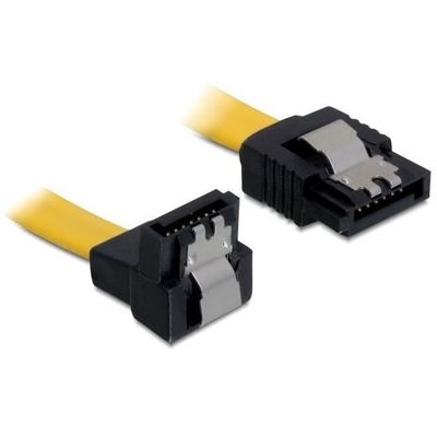 DeLOCK 82814 Kabel SATA 6Gb/s gerade/unten gewinkelt 0.70 m 90° gewinkelter Stecker  gelb