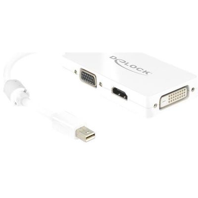 DeLOCK 62630 Adapter miniDisplayPort auf VGA / HDMI / DVI 0.16 m weiß / gold