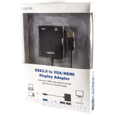 USB 3.0, VGA/HDMI, Male Connector/Female Connector, Negro Adaptador para Cable LogiLink UA0234 Adaptador de Cable USB 3.0 VGA/HDMI Negro 
